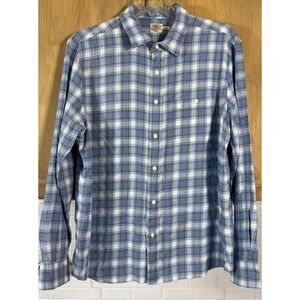 Faherty Plaid Button Down Mens XL Blue Organic Cotton Tencel Blend